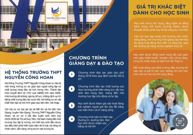 📣 THPT NGUYỄN CÔNG HOAN – HÀ NAM TUYỂN SINH LỚP 10 THPT NĂM HỌC 2025 – 2026 🌈